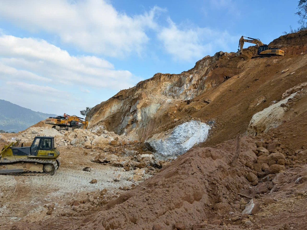 Panoramic view of open-pit quarry